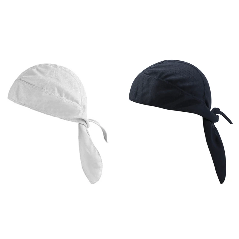 

2Pcs Quick Dry Head Scarf Pure Cycling Cap Summer Men Running Riding Bandana Headscarf Pirate Hat,Black & White