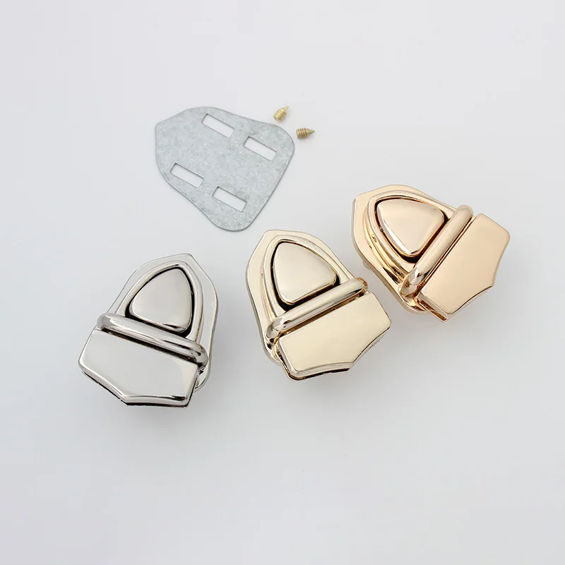 10-30 pieces 5 colors 36X26mm triangle metal leather bag lock push locks for handbags women bag sewing on sell