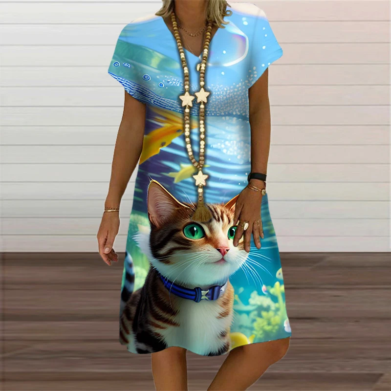 Kleid mit katzenmuster Clearance