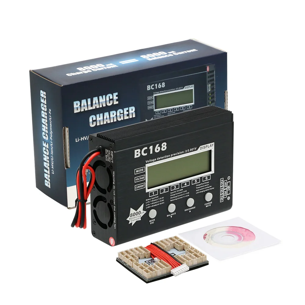 AOK BC168 1-6S 8A 200W HD LCD Screen Fast Charge Intellective Balance Lipo Battery Charger/Discharger for RC Airplane Toys