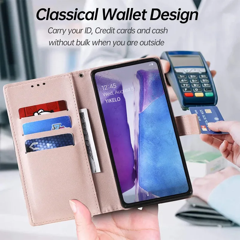 Leather Wallet Case with Card Slot and Magnetic Closure