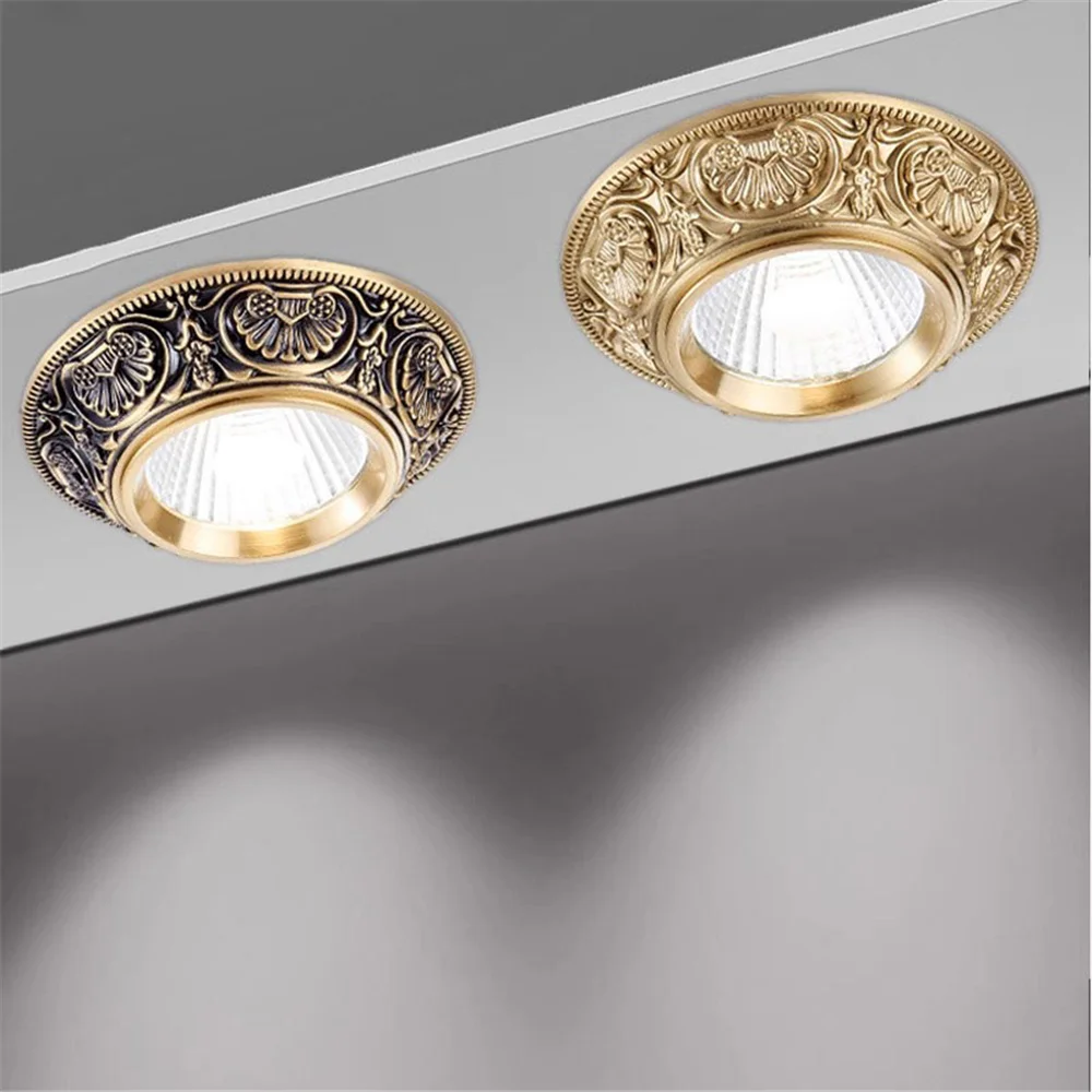 임베디드 구리 레트로 Led 통 구멍 7.5Cm 5W 12W 220V 거실 로프트 장식 집 Recessed 자리 램프 아트 천장 비품