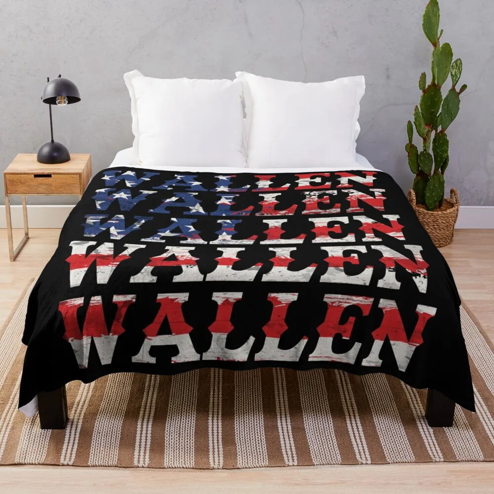 

Cute Wallen Merch American Flag Red White Blue Country Music Throw Blanket Luxury Brand Blanket fluffy blanket