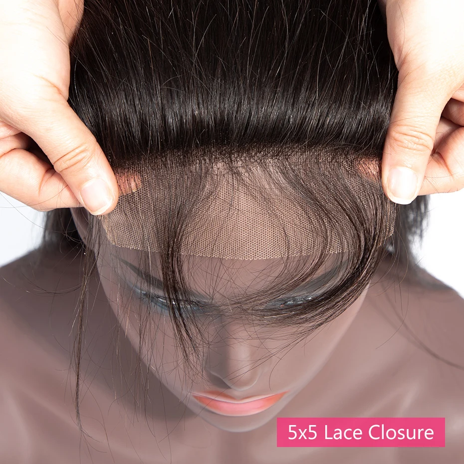 Gabrielle 5x5 6x6 Lace Closure Brazilian Straight Human Hair Closures Only Pre Plucked with Baby Hair Natural Color Remy Hair 3