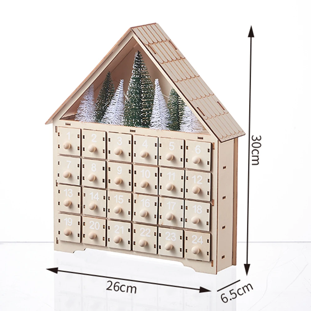 Wooden LED Reusable Advent Calendar with Drawers Countdown To Christmas Calendar DIY for Adults Kids Gifts Holiday Decoration
