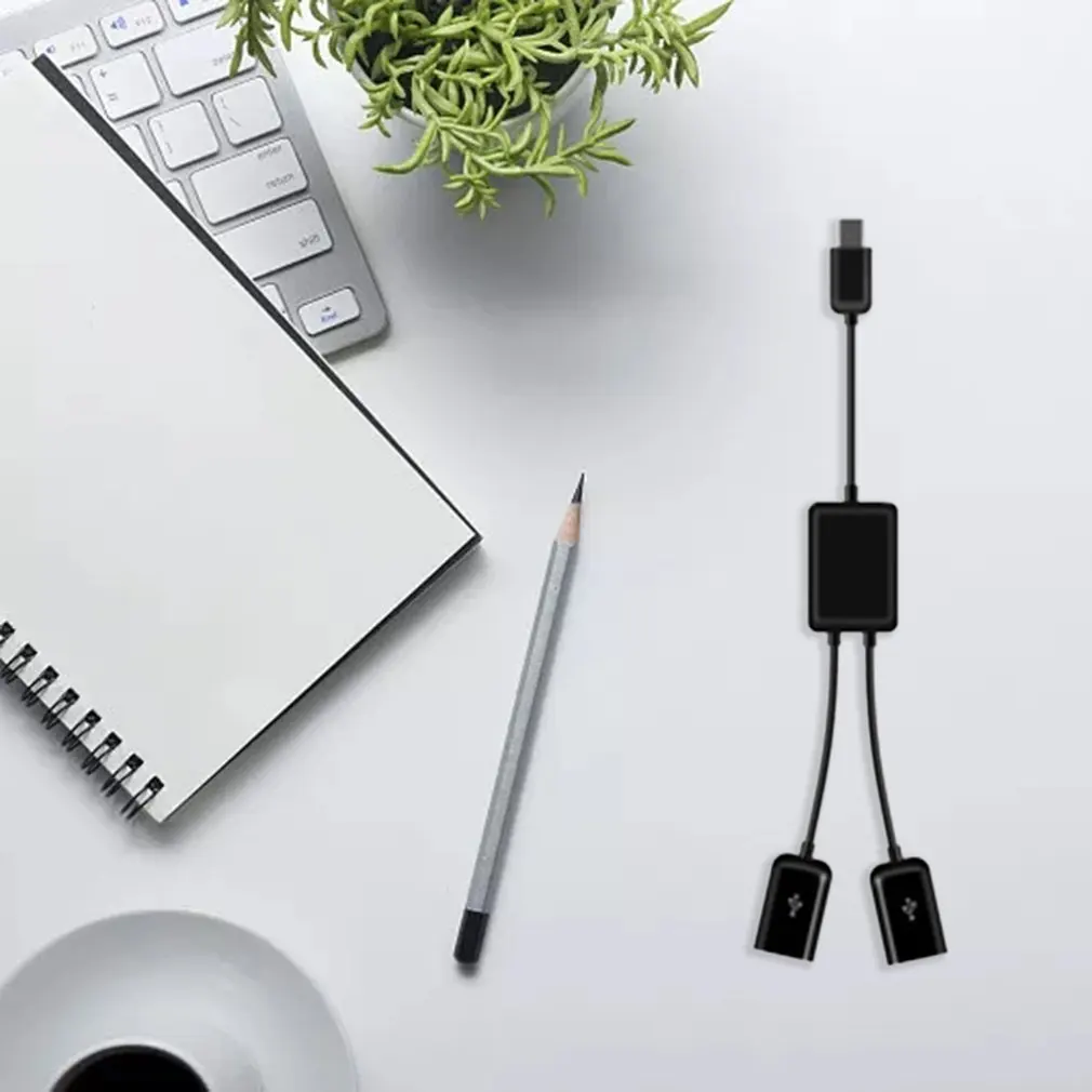 Hot 2 in 1 Type C to 2 OTG Dual Port HUB Cable Y Splitter for Tablet Android Mouse Keyboard Micro-USB Type-C Adapter Converter