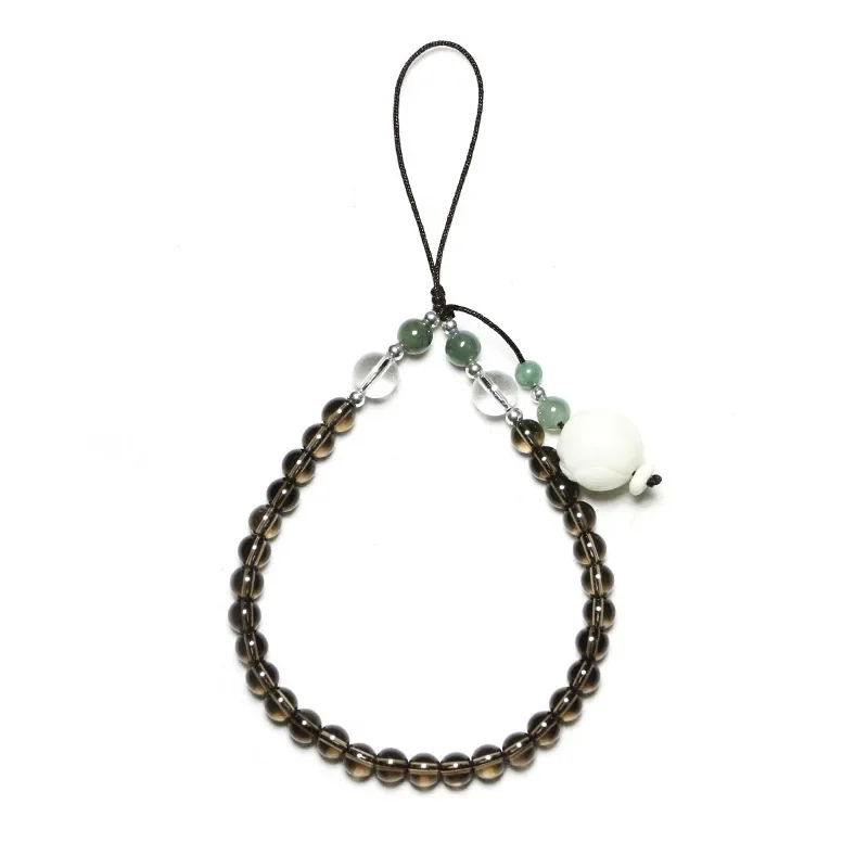 Natural White Crystal Tea Crystal Agate Bodhi Root Lotus Fashion Chinese Style Retro Phone Pendant Key Chain