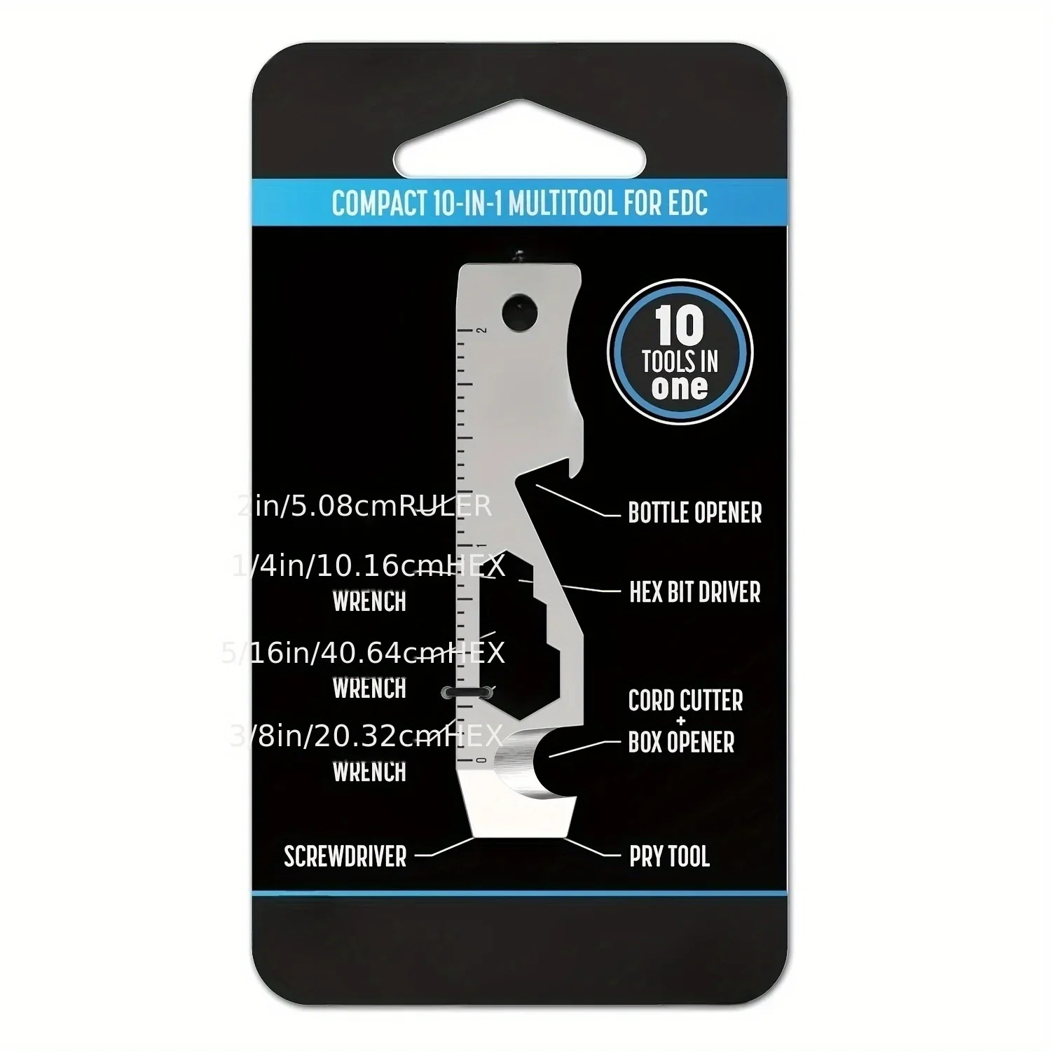 Compact 10-in-1 Keychain Multi-Tool with Bottle Opener, Pry Bar, Screwdriver, and Rope Cutter