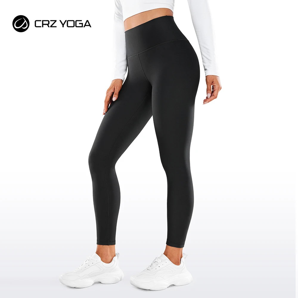 

CRZ YOGA Womens Fleece Lined Soft Leggings 26.5" - High Waist Thermal Winter Warm Water Resistant Casual Lounge Yoga Pants