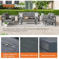 Patio Furniture Sets with Coffee Table, Water-Resistant Cushions, 5 Pcs Conversation Sets Backyard Sofa and Chairs for Outdoor 2