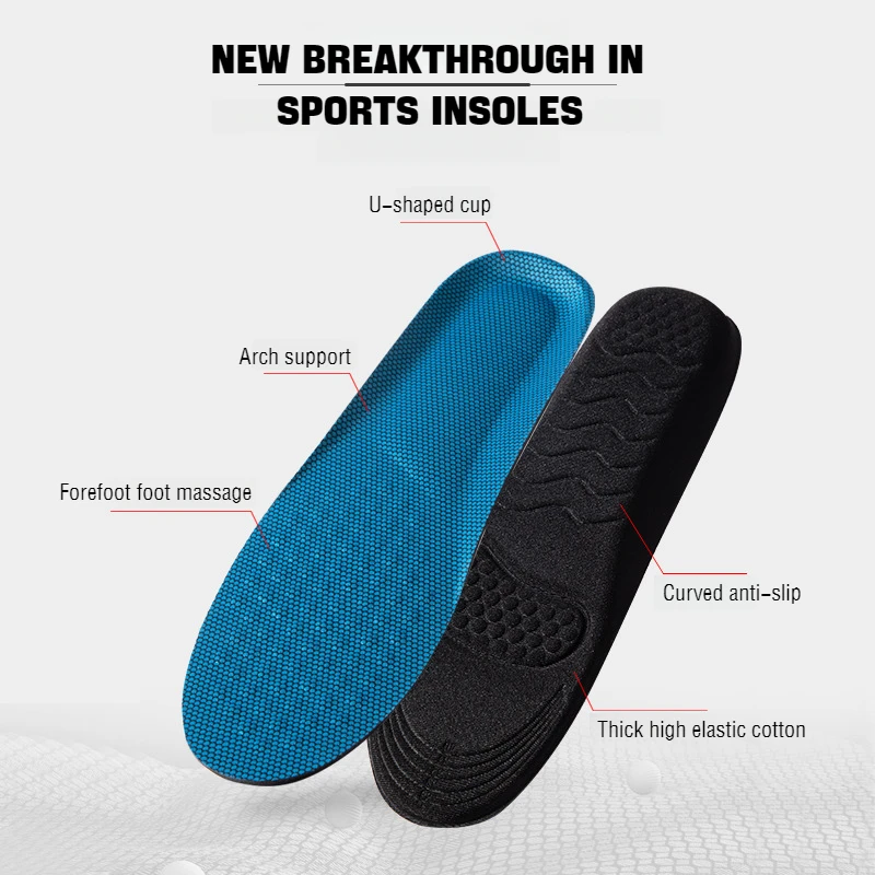1Pair Orthopedic Insole for Feet Plantar Fasciitis Relief Thick Shock absorbing Shoes Insoles Breathable Antiodour Shoe Pads