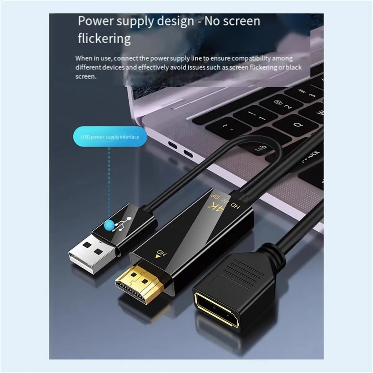 AAAE 4K - DisplayPort DP 변환기 케이블과 호환 가능 HDTV 남성-DP 여성 어댑터 변환(노트북 모니터 여성용)