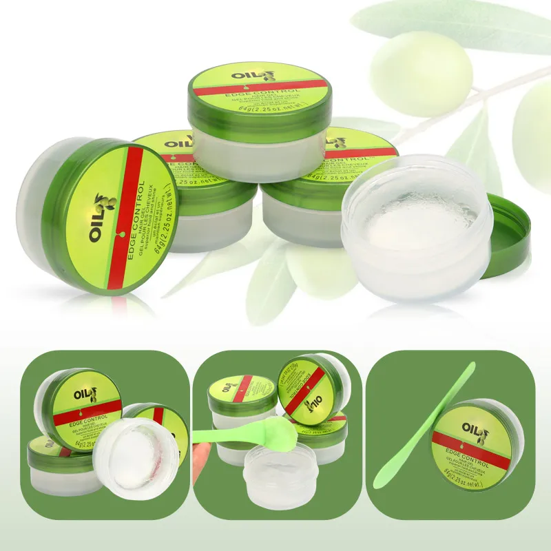 Edge Control Olive Oil Wax Cream Hair Styling Gel Broken Hair Finishing Anti-Frizz Fixative Gel Edges Brush