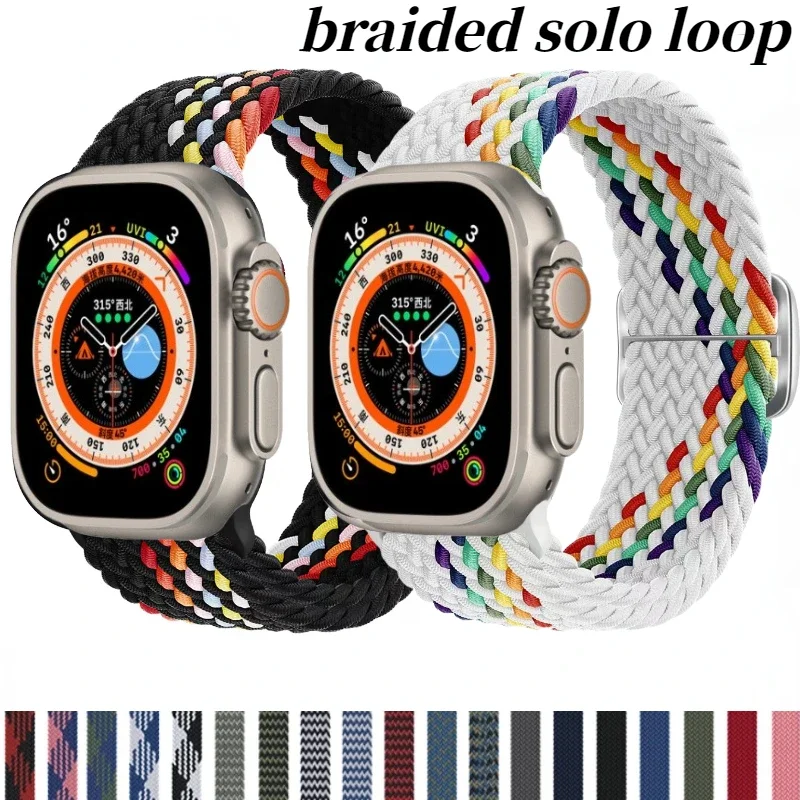 

Nylon Strap For Apple Watch Band 9 8 7 45mm 41mm Ultra 49mm Breathable Adjustable Wristband iWatch 6 5 4 SE 44mm 40mm 42mm Belt