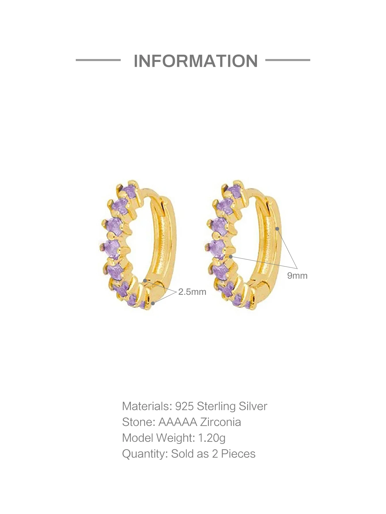 ROXI Circle Round Hoop Earrings for Women Purple Black Orange Zircon Crystals Engagement Wedding Earring Silver 925 Jewelry Aros