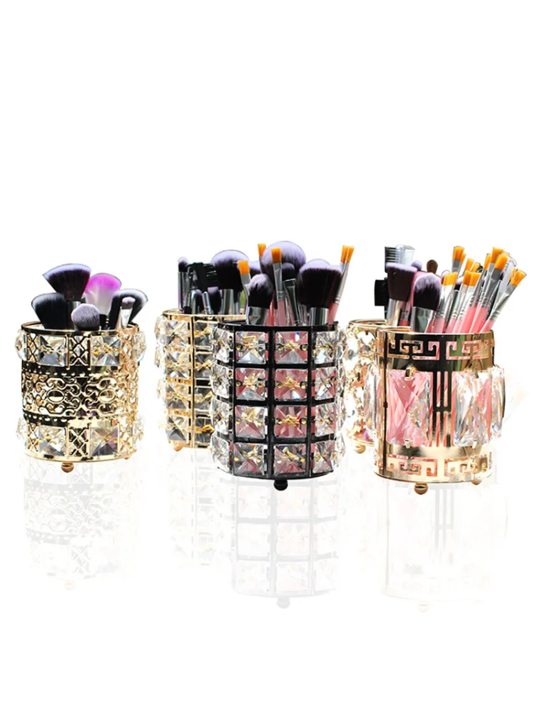 1pcs Metal Makeup Brush Storage Holder Test Tube Eyebrow Pencil Organizer Bead Crystal Jar Jewelry Diamond Cosmetic Box 5