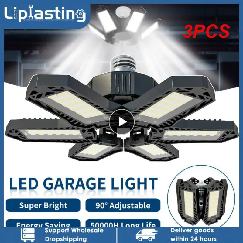 

3PCS Garage Light LED E27/E26 6 Panels Adjustable Led Lamp Garage Ceiling Light Deformable Storage Bulb Workshop Garage Light