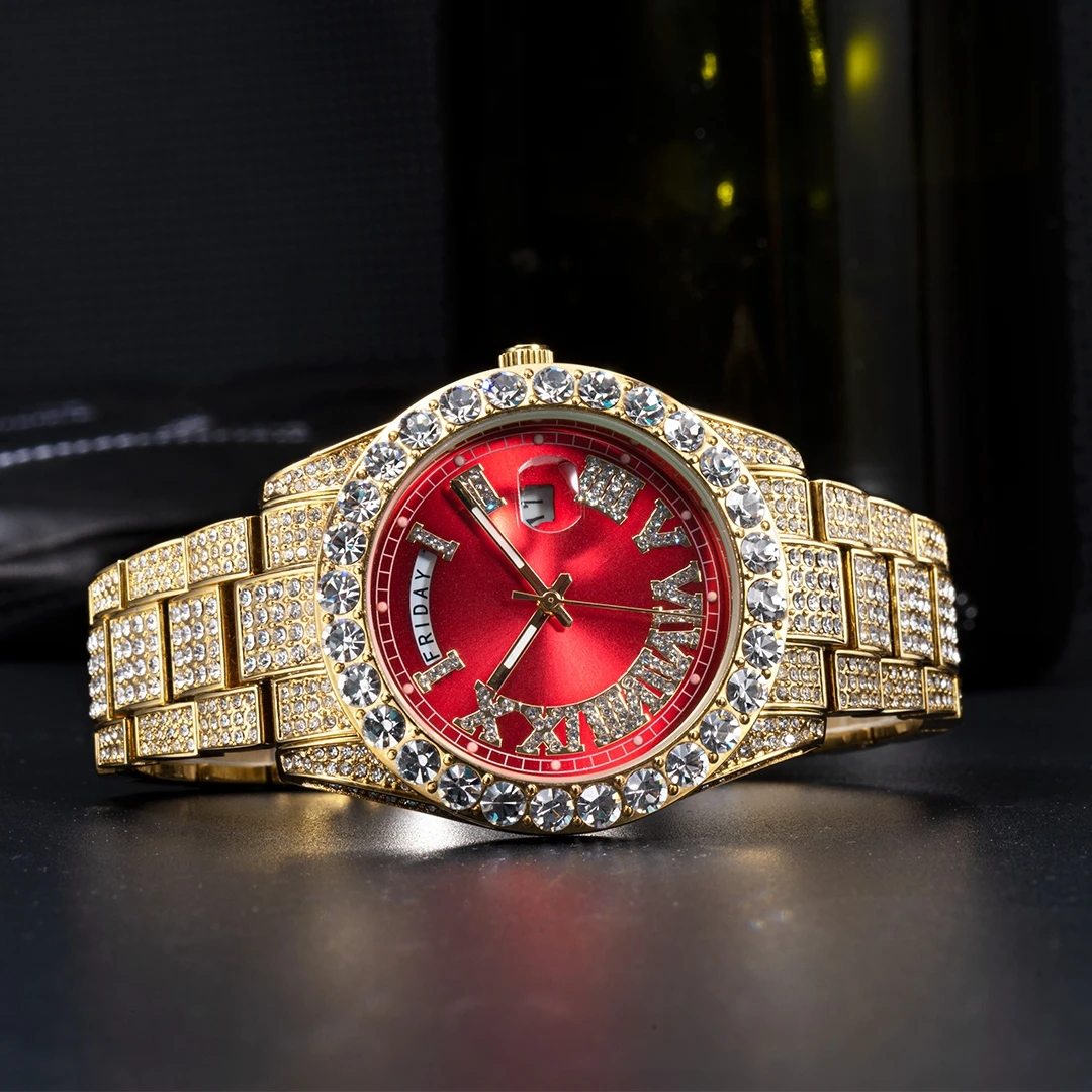 Relógio Masculino SENRUD - Diamantes E Pulseira Com Gelo