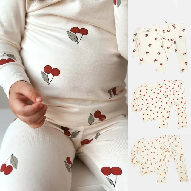 1-6T enfant en bas âge enfant bébé garçon fille vêtements ensemble coton infantile Homewear haut décontracté pantalon costume enfants 2 pièces pyjama ensemble tenue 1