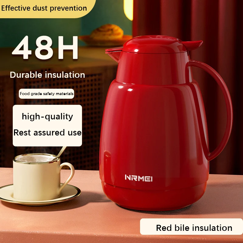 

Red Hot Water Bottle Thermos Bottom Vacuum Flask Household Wedding Dowry Large Capacity Glass Liner High-end Hot Water Bottle