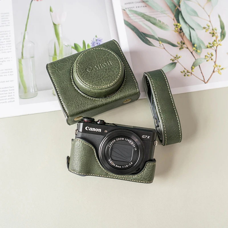 Canon G7X Case PU Leather Case Pouch For Canon G-Series Cameras