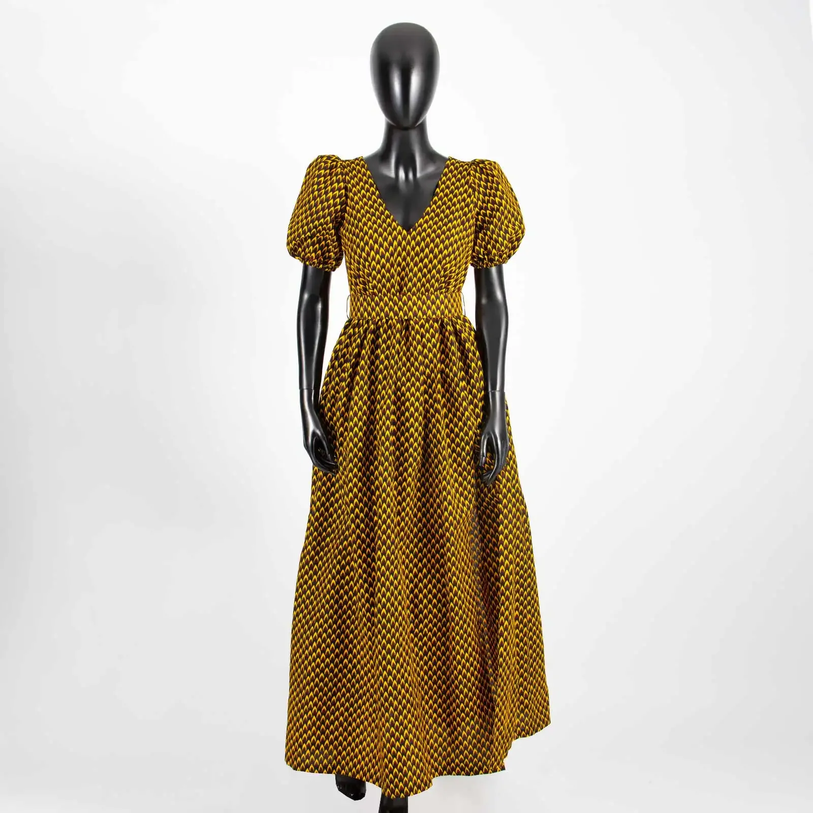 African Dresses for Women Short Sleeve V-neck High Waist Elegant