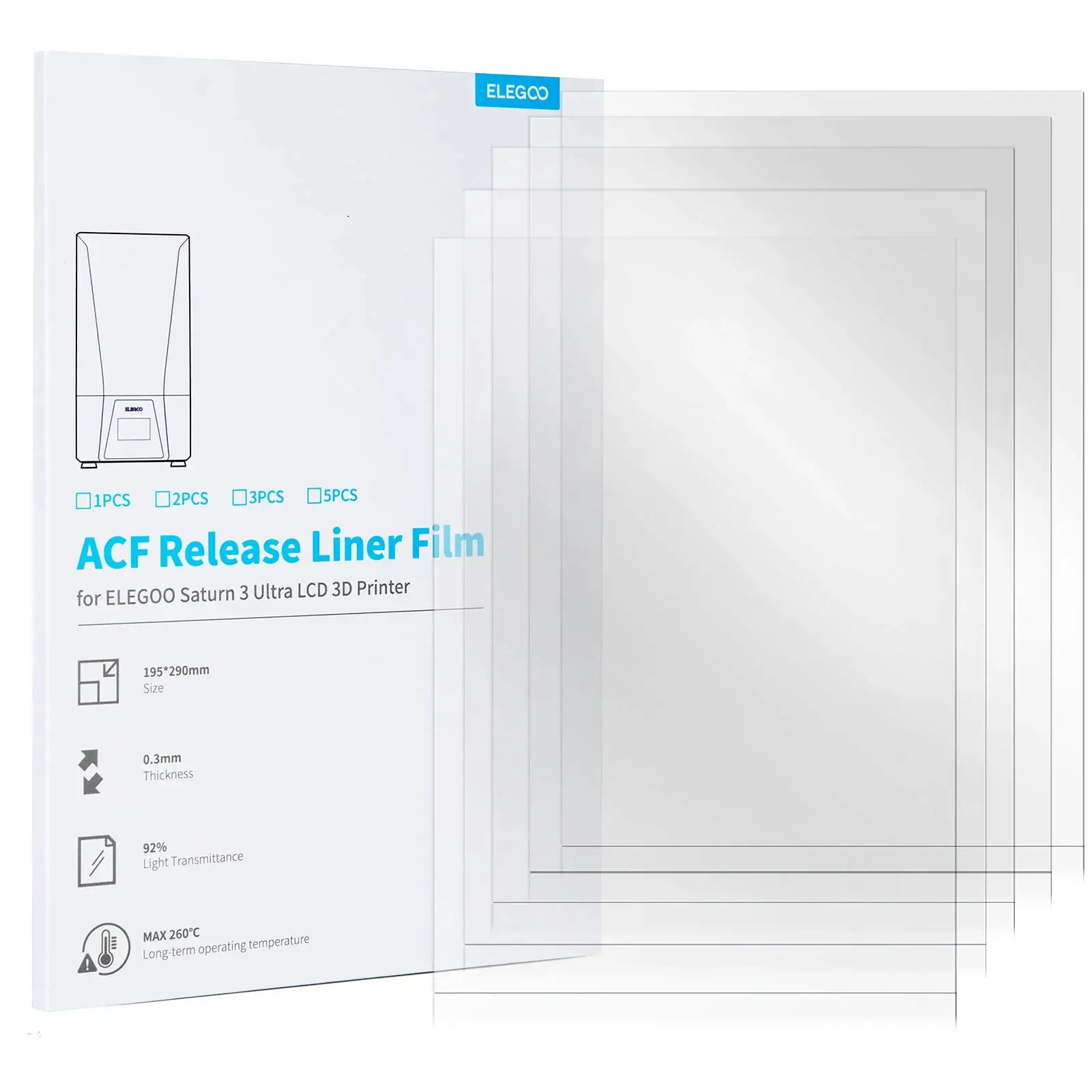 ELEGOO 5PCs ACF Release Films Set for SATURN 3 ULTRA MSLA 3D Printer 0.3mm thickness 3D Printer Parts Filament - 2
