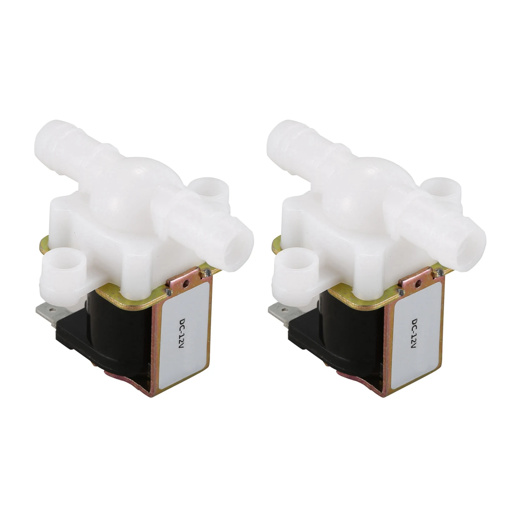 2X 3/8Inch 12VDC Hose Barb Electric Solenoid Valve Plastic Body 12-Volt DC for Faucets Drinking Fountains,White & Black