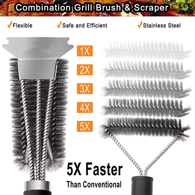 Barbecue Grill Brush Cleaning Tool Stainless Steel Bristle Brush Grill Net Cleaning barbecue cleaning tools,grill brush