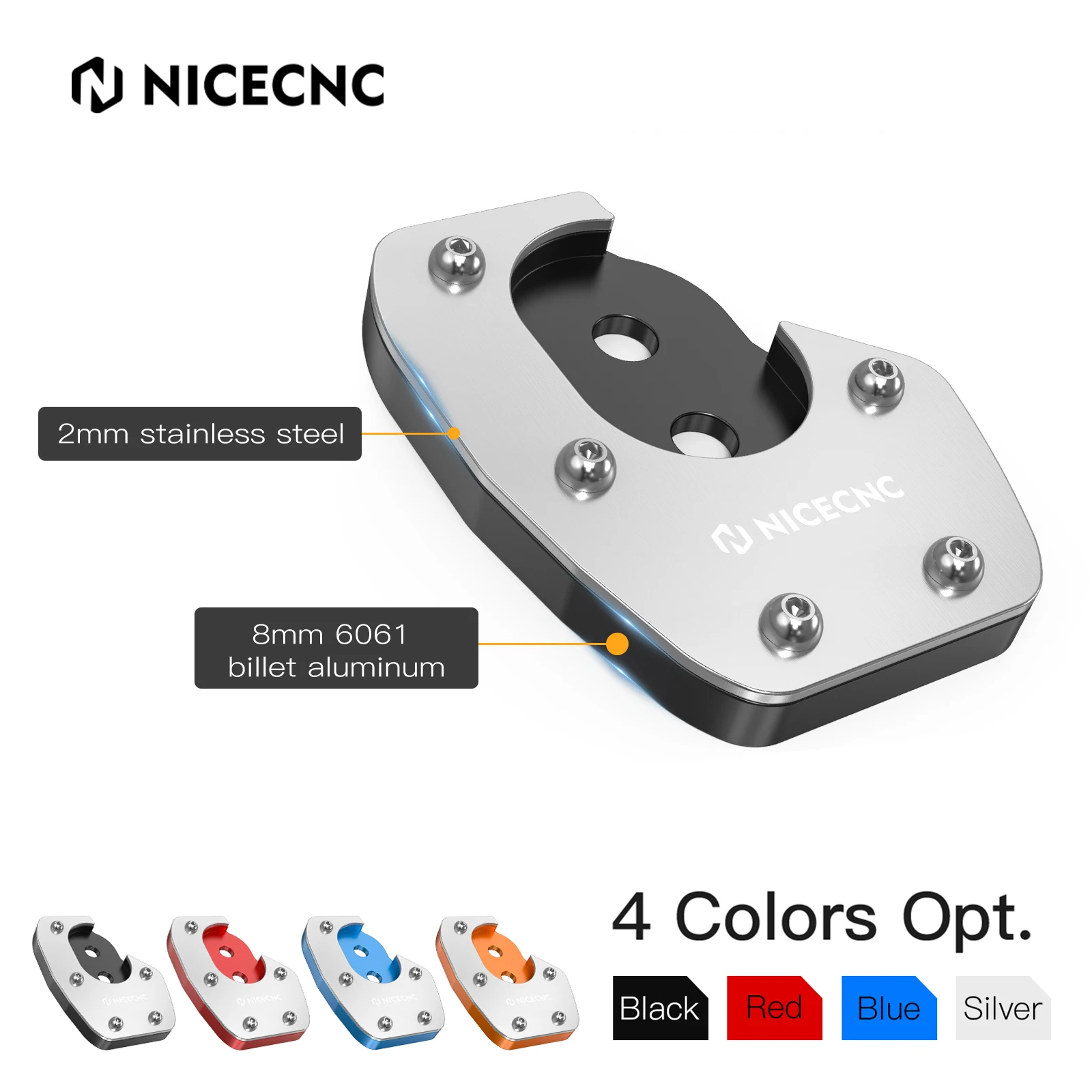 

Motorcycle Kickstand Foot Side Stand Footstand Enlarger Extension Pad For Husqvarna Norden 901 2022-2023 CNC Billet Aluminum