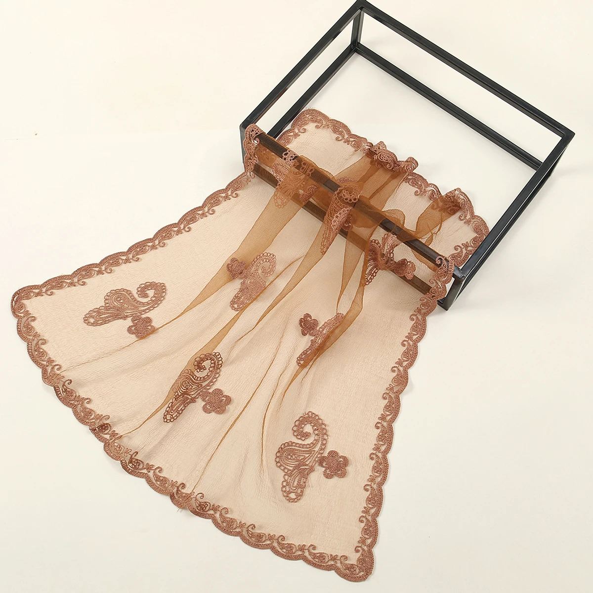 Lace paisley embroidery bandana square scarf elegant breathable silk women sunscreen lightweight shawl headband
