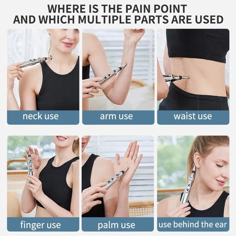 Punkt-elektrische Akupunktur-Massage, Schmerzlinderung, elektronischer Meridian-Energiestift, Körper, Kopf, Nacken, Beinmuskulatur_voghion.com