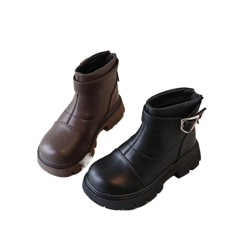 

New Autumn Kids Fashion Boots Children Ankle Motorcycle Boots Baby Girls Boys fashion Leather Platform Boots
