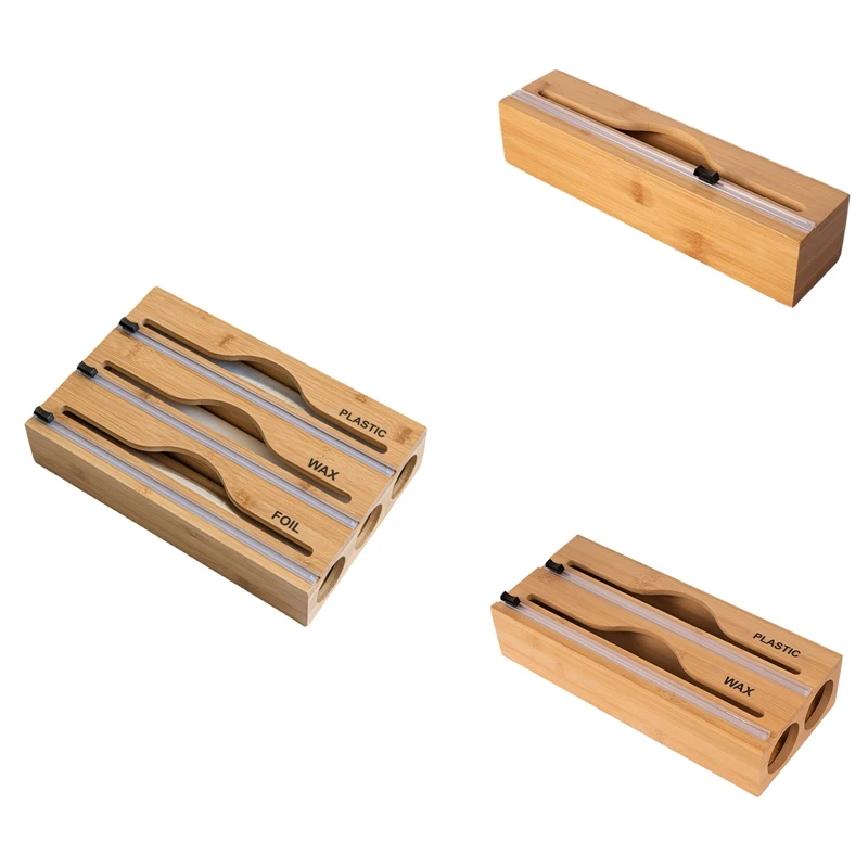 

Wrap Dispenser, Aluminum Tin Foil And Wax Paper Storage Dispenser With Slide Cutter & Labels For Kitchen Drawer Durable