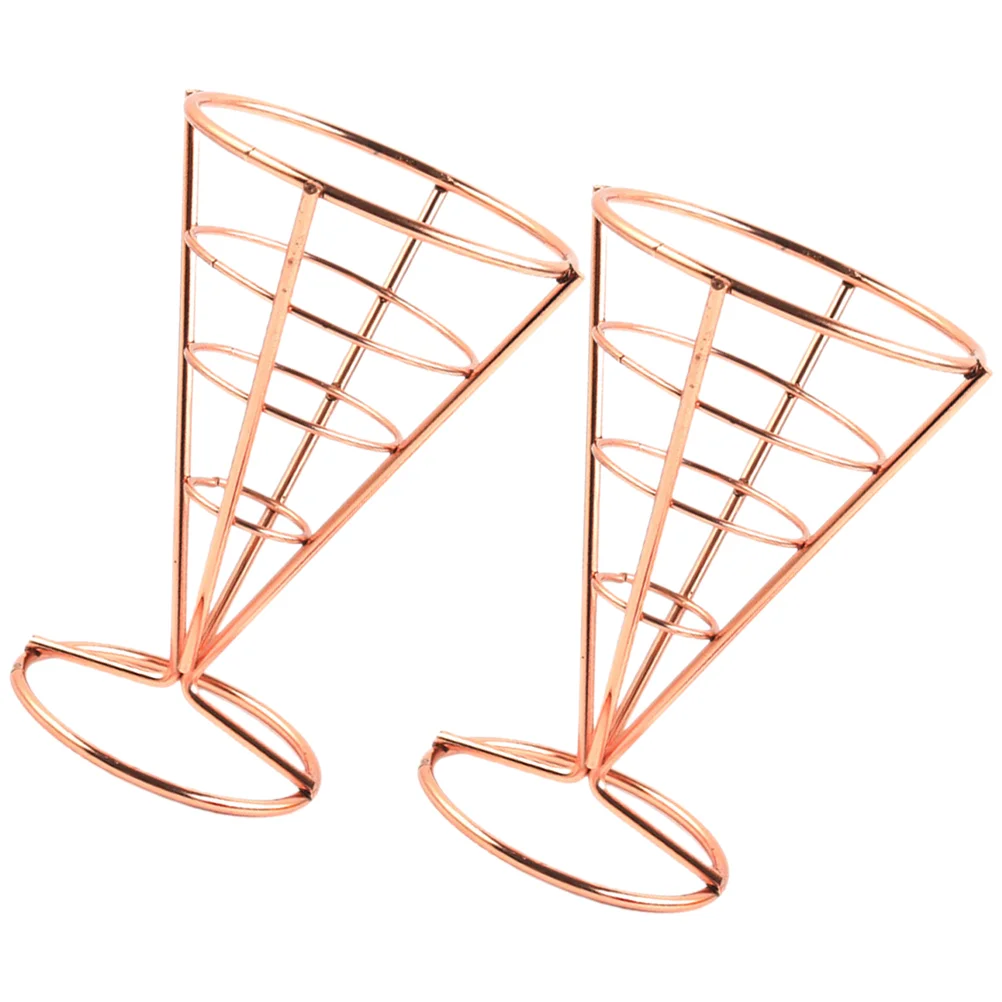 

Stainless Steel French Fry Stands Cone Metal Wire Snack Basket Appetizer Serving Racks Kitchen Table decoration accessories