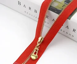 Set of Metal Zippers for DIY and Sewing Projects (RedGold)