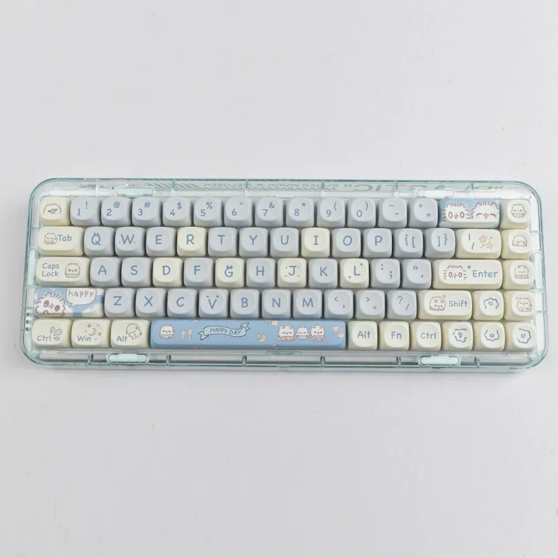 144 키 Meow MOA 높이 키캡, MAC 귀여운 야옹 사각형 열 승화 기계식 키보드 키캡, 키보드 액세서리