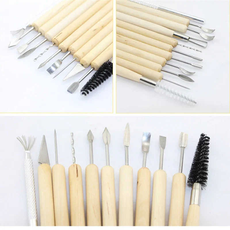 11pcs Wood Clay Sculpting Kit Sculpt Smoothing Wax Carving Pottery Ceramic Tools Polymer Shapers Modeling Carved Tool