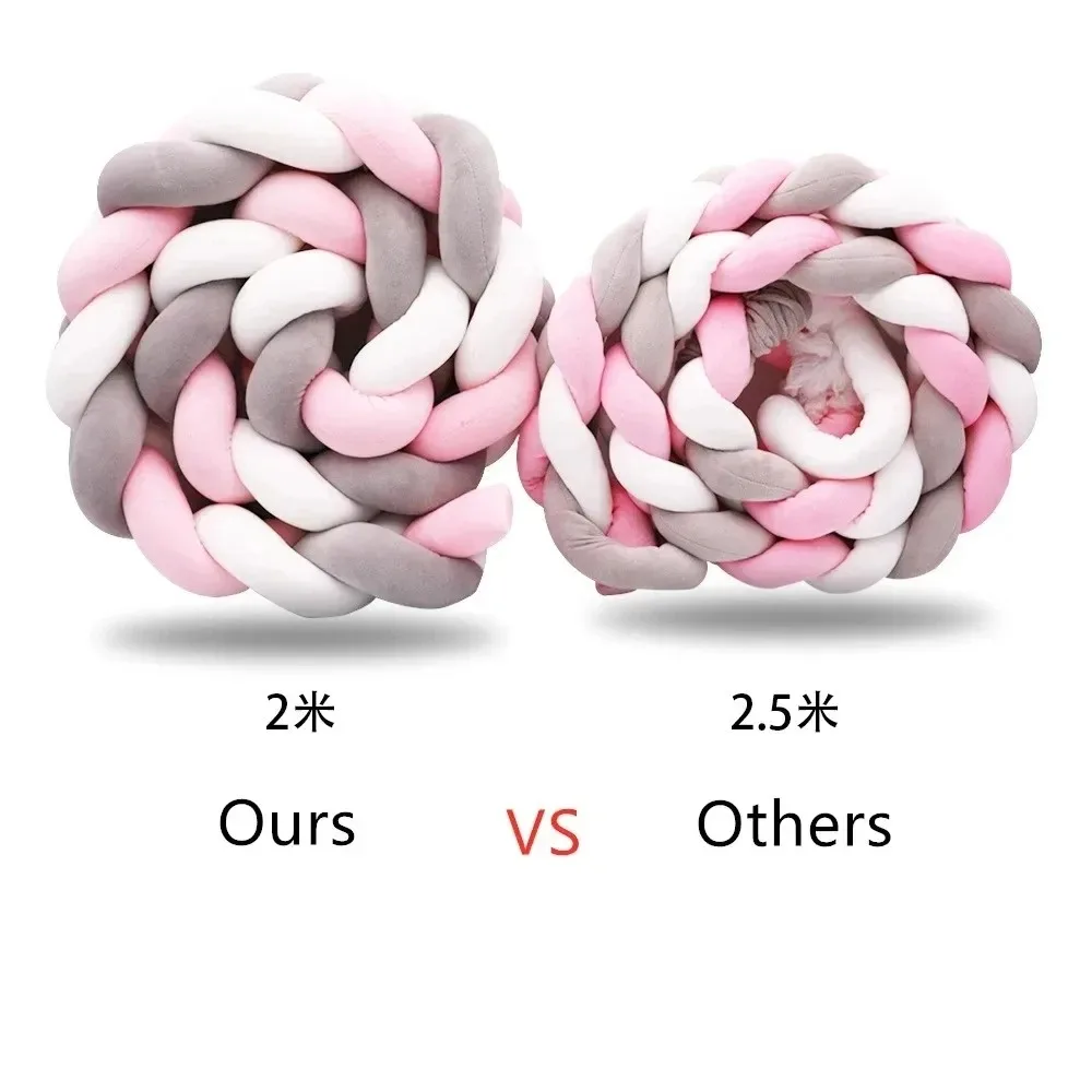 4M Baby Bed Bumper Handmade Knotted Braid Weaving Plush Crib Protector Infant Knot Pillow