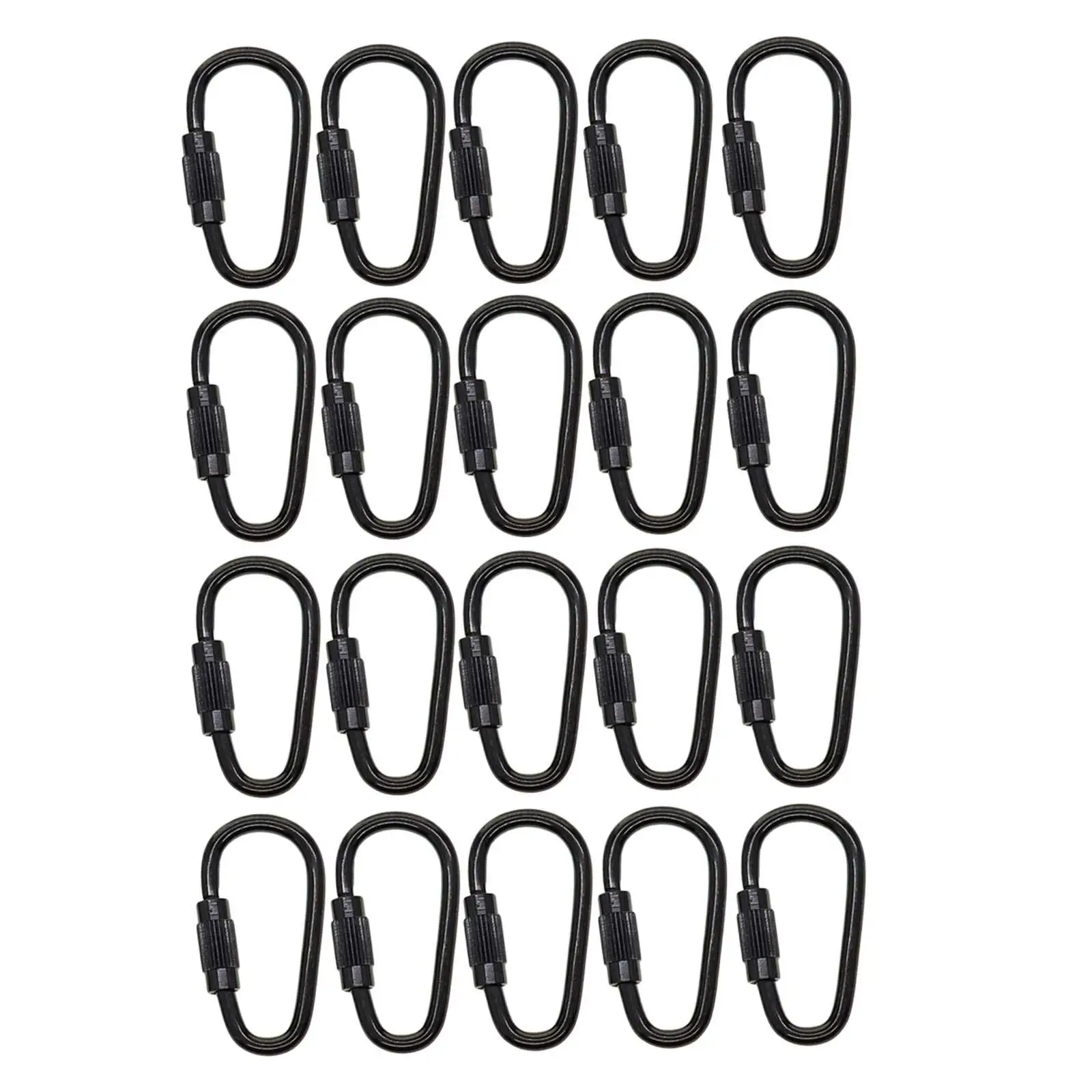 Small Locking Carabiner Clip Screw Lock Carabiner Steel Black Hanging 20Pcs climbing carabiner