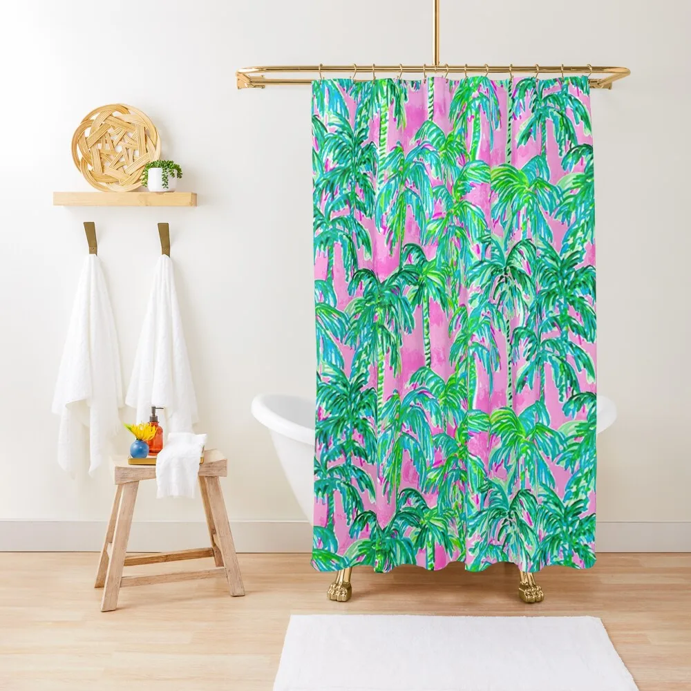 

The Pink Green Coconut Trees Shower Curtain Modern Bathroom Accessories Elegant Bathroom For The Bathroom Curtain