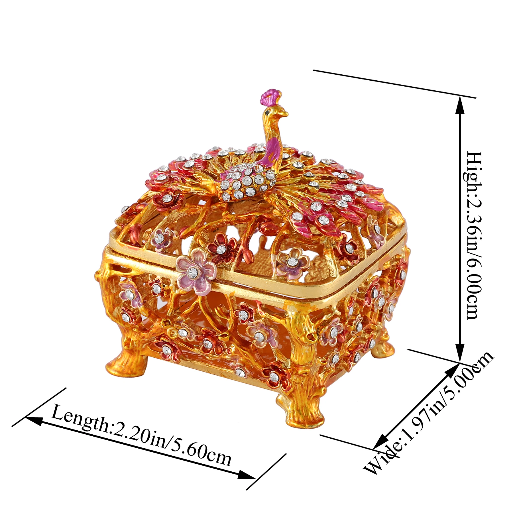 

Qifu Handicraft Peacock Metal Jewelry Box