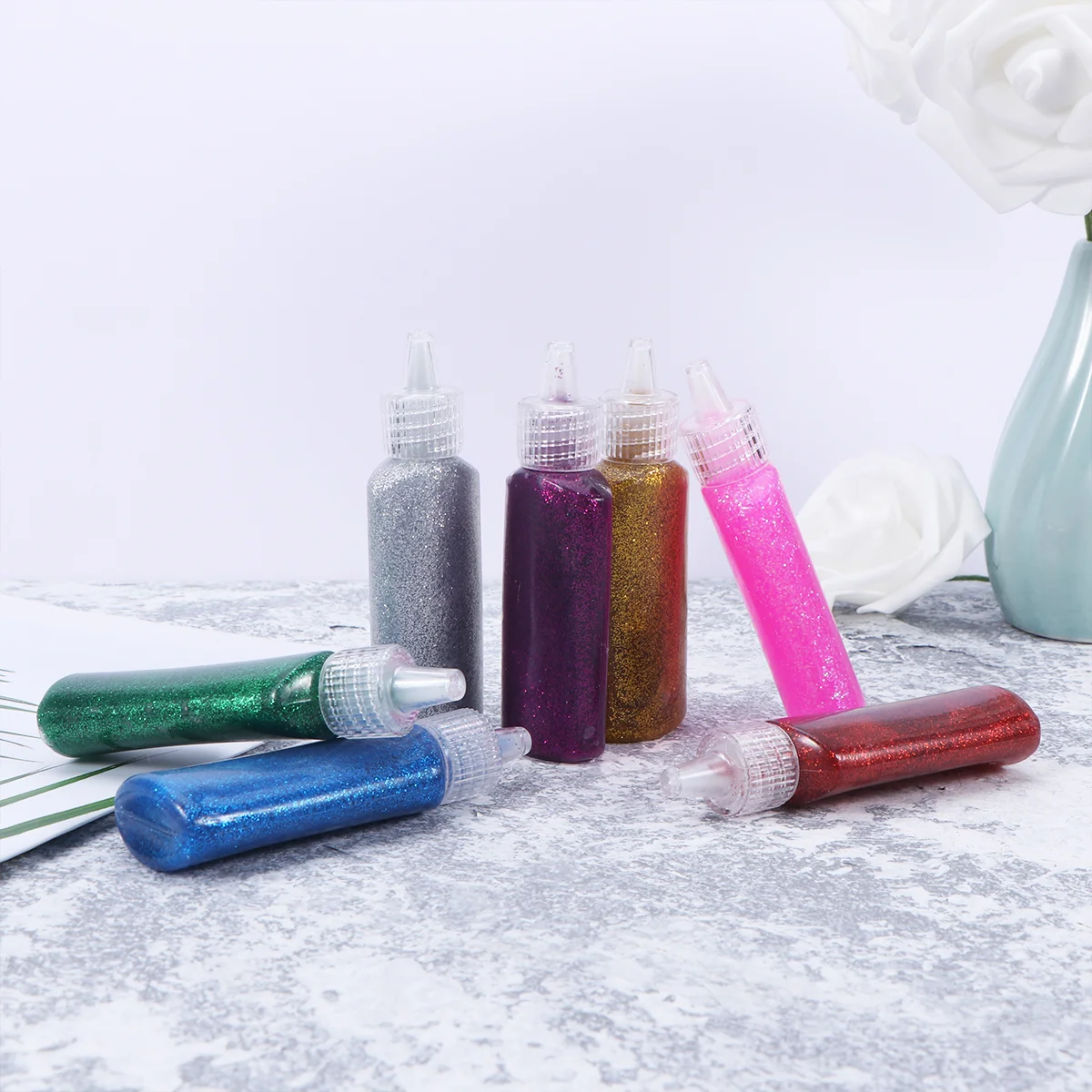 

7 Pcs Glitter Glue Set Children Painting Tools for DIY Wooden Crafts Paper Cutting Artificial Flowers