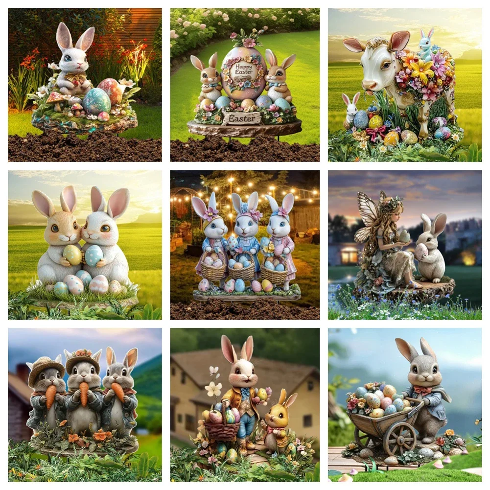 Easter Acrylic Garden Stake Decoration Multi-Function Yard Ornaments Waterproof Courtyard Statue for Outdoor Decoration