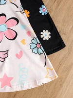 Ensemble de 2 robes d'été simples et tendance pour filles, robe mi-longue à col rond et manches bouffantes, imprimée de fleurs et de cœurs, taille cintrée, vêtements polyvalents pour filles, tenues rétro élégantes pour jeunes filles, vêtements d'extérieur pour jeunes filles 5
