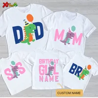 Dinosaur T Shirt Family Gift Birthday Shirt Cartoon Dinosaur Party Custom Name TShirt Girls Children Clothes Daddy Mommy Outfits 1