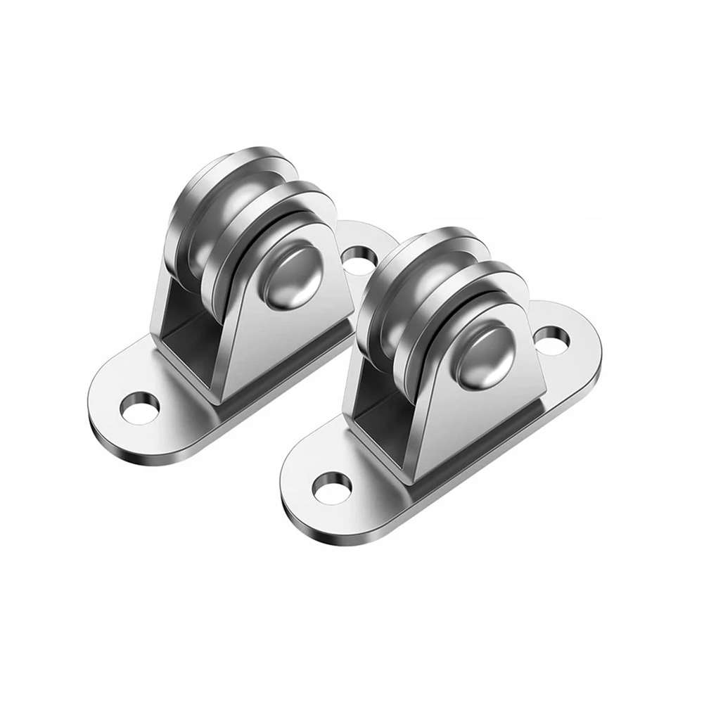 2/4Pcs Bearing Silent Wheel with Mounting Screws and Expansion Pulley Block Kit Loading 176 Lb for Sliding Gate and Wire Rope