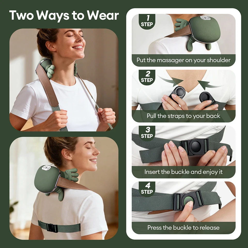 4D Bionic Finger Shoulder Massager Wireless Cervical Trapezius Kneading Massage Shawl Brushless Motor Neck Masajeador_voghion.com