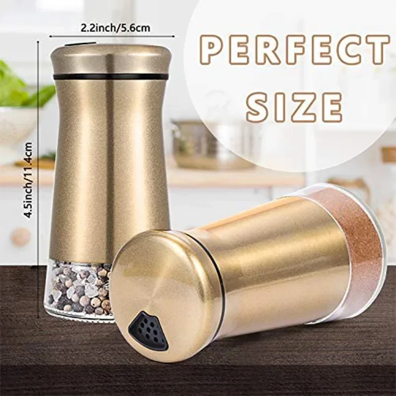 Fockety Set di sali e Pepe, Dispenser di spezie per Sale e Pepe in Acciaio Inox con Coperchio, Sale e Pepe Shaker per Sale Zucchero Pepe Paprika per la Cucina, BBQ
