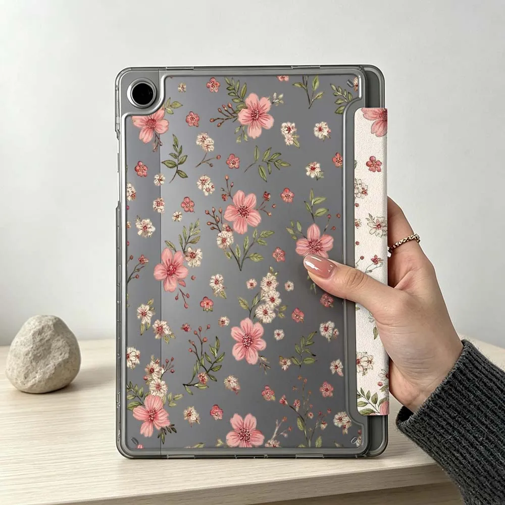 Elegant Floral Pattern Foldable Tablet Case - Soft and Stylish Design